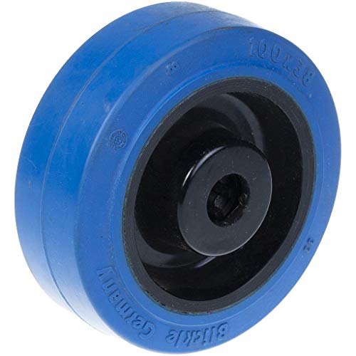 Juego 4 Ruedas Goma Azul 80 Mm Con Centro Nailon | Capacidad 560 Kg Total, Rodamiento Liso, Orificio 12 Mm