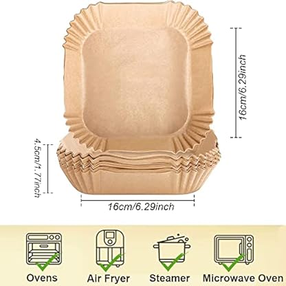 Air Fryer Paper Liner, Air Fryer Liners Einweg, liners backpapier, Backpapier für Heißluftfritteuse, Geeignet für Heißluftfritteusen, Bratpfannen, Backöfen, Mikrowellen – Bild 3