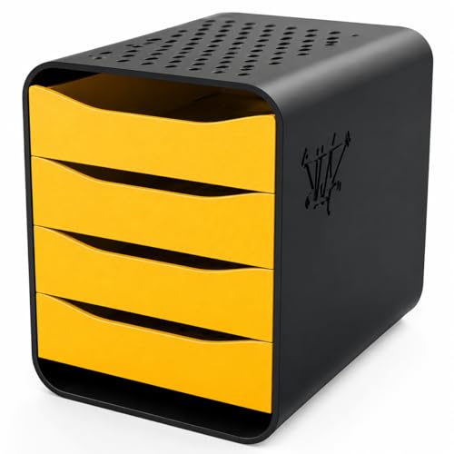 Image of 4 Tray Storage Box for 2.5 inch HDD /SSD Stacker Enclosure | External SATA Hard Drive Dock | Stackable Shockproof HDD Caddy | RAID Storage Rack for Desktop Backup & Data Organization,ENCLOSURE ONLY(YELLOW)