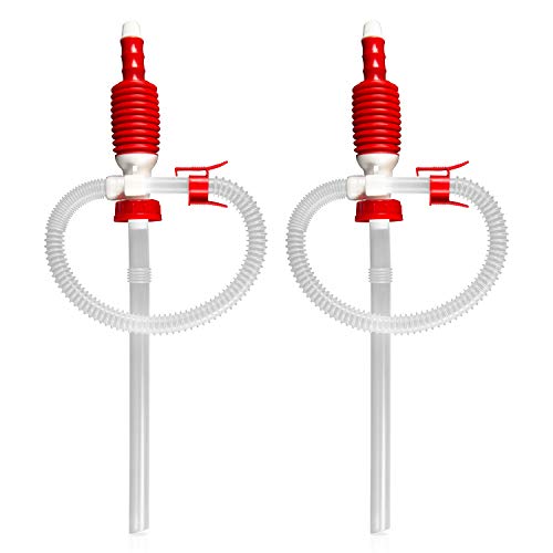 Manual Hand Held Fuel Transfer 3.2 Gallons Per Minute Bendable Hose Siphon Pumps Multi Color | 2 Pack #TOP12