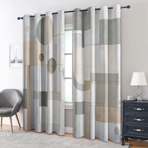 Geometric Bedroom Curtains 72 Inch - Boho Mid Century Modern