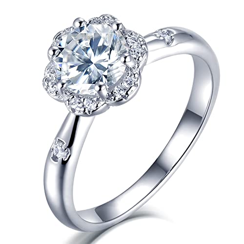 Bague Moissanite 1ct Argent S925 : Éclat Fleur de Luxe pour Femme