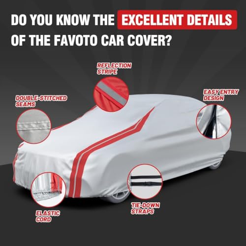 Image of Favoto SUV Car Cover Waterproof Custom Fit for Chevy Equinox (2005-2026) | Heavy Duty Car Cover for Automobiles Outdoor with Reflective Strips All Weather Snow Sun Dust UV Protection