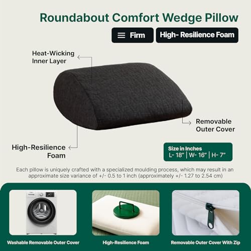 Image of The White Willow Wedge Pillow Memory Foam & HR Foam-Acid Reflux Pillow-Back Support Pillow for Bed-Wedge Cushion for Leg Elevation-Wedge Pillow for Sleeping & Sleep Apnea-Back Pain Relief Pillow-Grey