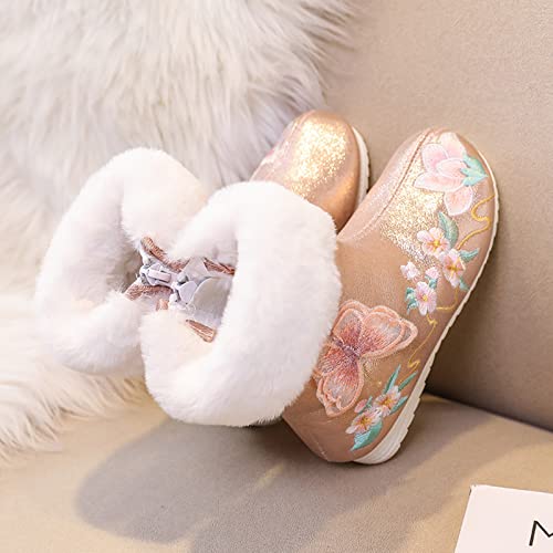 Girls Shoes Butterfly Embroidered Warm Cotton Boots Embroidered Boots National Style Boots Tall Boots for Winter4