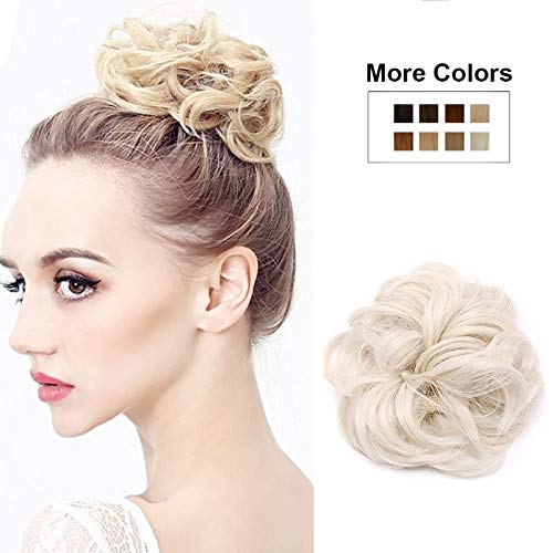 Parahair White Blonde Hair Bun Extensions Messy Hair Scrunchies Hair Pieces For Women Synthetic Hair #TOP1