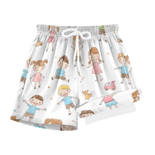 YANENDIE Boy Swim Trunks with Compression Liner Cute Pattern Boys Swim Shorts Quick Dry Beach Shorts