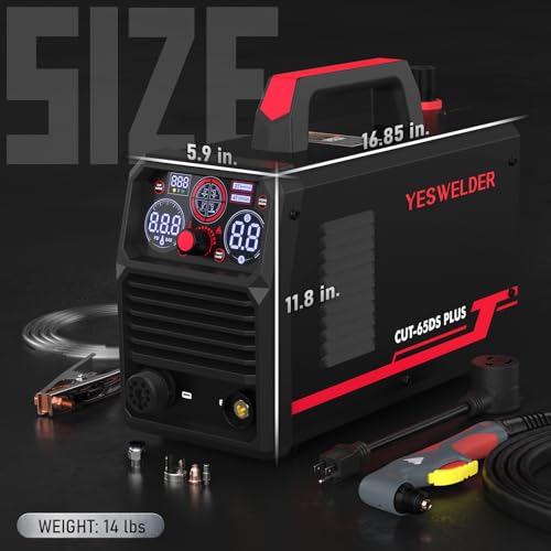 Image of YESWELDER Plasma Cutter, 65Amp 110V /220V Non-High Frequency Non-Touch Pilot Arc 4-In-1 Plate Cutting /Grid Cutting /Gouging /Marking Multifunctional Plasma Cutting Machine CUT-65DS PLUS