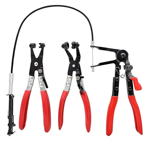 Klfte 3Pc Hose Clamp Removal Tool Kit with Long Wire Spring Hose Clamp for Car Coolant Radiator Heater and Water Hose with Flat or Large Clamps