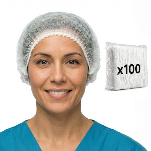 KMINA Charlotte Jetable Cheveux, Cuisine, Restauration, Blanche (100 pcs)