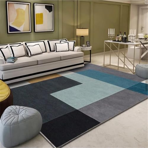 Tapis d'intérieur simple gris bleu 120x170 pour salon moderne - 2