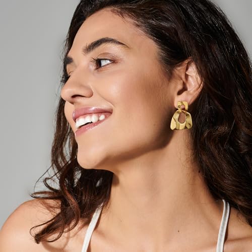 18K Gold Plated Dangle Earrings,Hypoallergenic Gold Plated Earrings Fashion Jewelry,Dainty Link Dangle Hoop Earrings,Simple Small Geometric Earrings for Women4