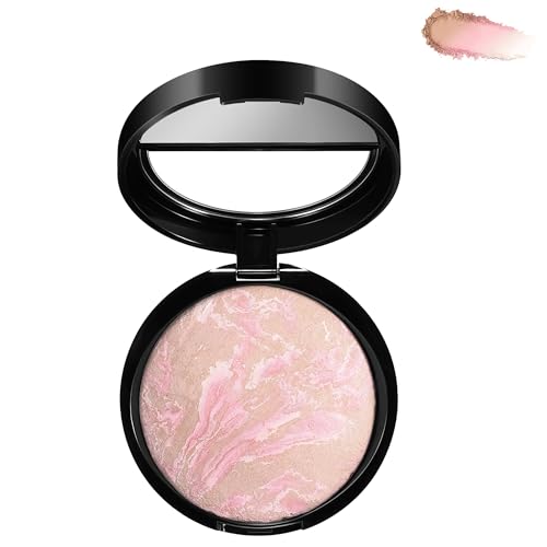 Image of Marble Baked Makeup Setting Powder, Luminous Finish Waterproof Sweatproof Conceal Foundation, 24 H No-Transfer No Smudge Oil-Control Pressed Powder Makeup Base (#01 PORCELAIN, 0.53 OZ)