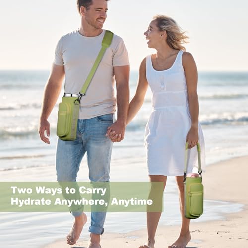 Image of Water Bottle Holder with Strap, Water Bottle Carrier Bag with Phone Pocket, Crossbody Hand Strap Insulated Neoprene 32 /40 oz Water Bottle Sleeve for Walking Hiking Camping Theme Park