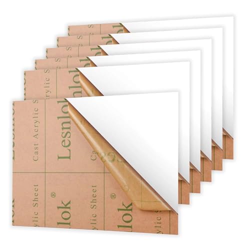 Image of Lesnlok White Acrylic Sheets 1 /8 inch Thick 3mm 4 x 6 Frosted Plexiglass Sheet,Suitable for Painting, Handicrafts, DIY Display Projects (6, Matte White, 4 x 6 x 1 /8)