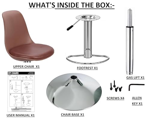 Image of DPI Metal Modern Height Adjustable and 360 Degree Revolving Bar Stool | Kitchen Chair Suitable for Kitchen Cafeteria Dining Office Shops | (1, Tan)