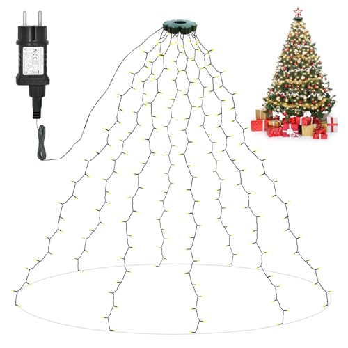 Auting Lichterkette Weihnachtsbaum Warmweiß [2 Meter, 280 LEDs] - 8 Beleuchtungsmodi, IP65 Wasserdicht - Weihnachtsdeko für innen & außen, für Tannenbaum 150-220cm