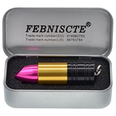 FEBNISCTE Portable USB Flash Drive 64GB Fashion Metal Lipstick Shape Style USB2.0 Memory Stick Pen Drive Data Storage Device Pendrive with Key Ring Cover