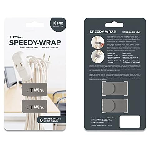 UT Wire UTW-SWM2-GY Speedy Magnetic Cable Wrap (Pack of 2), 10", Grey Cover