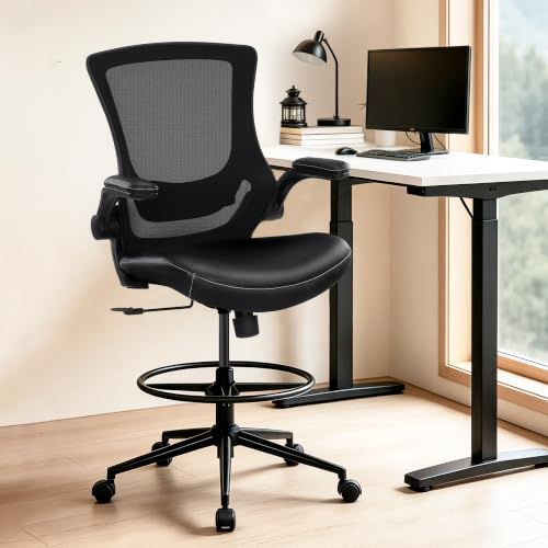 Image of Misolant Drafting Chair for Standing Desk, Tall Office Chair with Adjustable Height, 120Recline,Footrest Ring,Lumbar Support,High Office Chair for Home