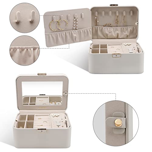Kamier KM-1001 Jewelry Box, 2 Layers Pu Leather Jewelry Organizer Box, Large Capacity, Double Lock And Large Mirror thumb #2