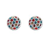 PAURO Women's Platinum Plated Cultured Pearls Crystals Ear Stud Earrings