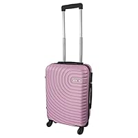 Daniel James Cabin Suitcase - 18\u201D or 20\u201D Lightweight Carry On Hand Luggage with 4 Spinner Wheels - Airline Approved Hard Shell ABS Trolley Case Bag with Combination Lock (Light Pink, 18-INCH)