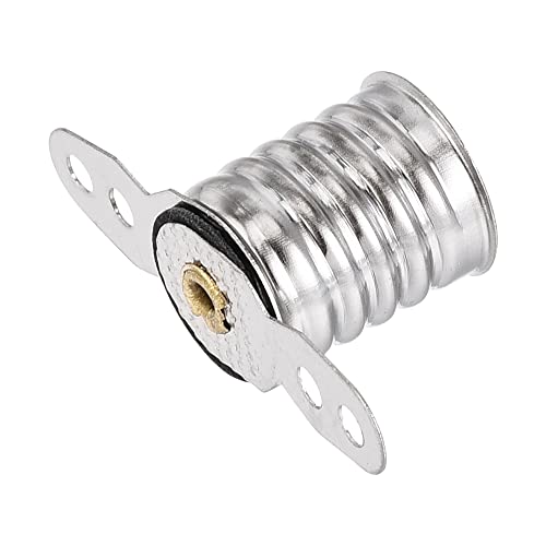 Meccanixity E10 Lamp Socket, 28X13Mm Dc 30V 2Pin Bulb Holder Screw Base With Mounting Plate, Nickel Plated Copper Pack Of 10 #TOP3