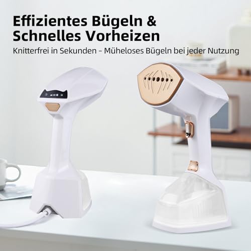 YueLi Hand Steamer Dampfglätter 2000W & 300ml Wassertank – Tragbares Kompaktgerät Für Nass-Trockenbügeln Mit Hochleistungs-Dampfbürste | Inkl. hitzebeständige Handschuhe (Weiß)
