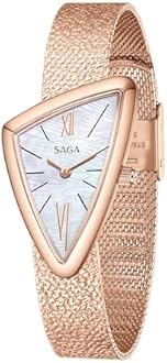 SAGA Sailboat Women's Luxury Quartz Watch with Swiss Movement, Roman Numeral Dial, Danube Crystal, Stainless Steel Triangular Case, 3ATM Water Resistant - Elegant Gift for Small Wrists
