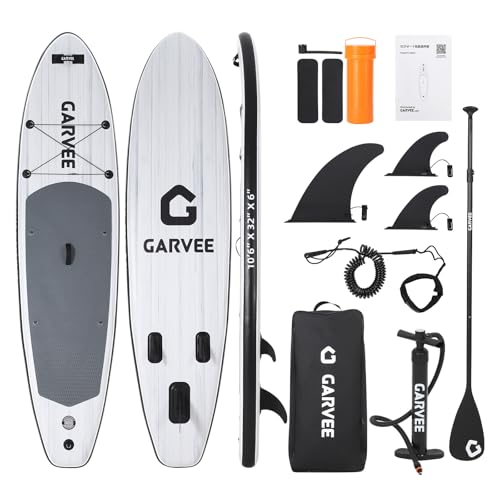 ガービー（Garvee）SUPボード スタンドアップパドルボード 超軽量 長323cm 幅81cm 厚15cm 耐荷重量150kg 滑り止め 安定性 インフレータブル サップボード サーフィン 初心者 Sup パドル長さ調節可能 収納バッグ付き 釣り ヨガ 海と湖に適用（Amazon）