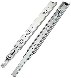 Lapo 12-Inch Heavy-Duty Mild Steel Drawer Channel Slides for Kitchen and Wardrobe - Soft-Close Telescopic Design, 45kg Capacity(Silver, Pack of 1 Set)
