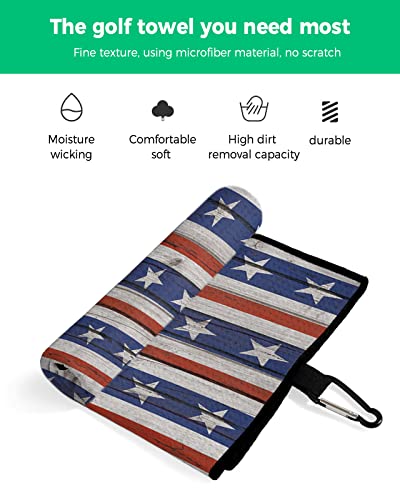 Red Blue Star Stripes Golf Towel,Funny Golf Towel For Golf Bags Disc With Clip,Personalized Microfiber Waffle Golf Club Towel Accessories Gift For Men/Women/Dad/Mom/Grandpa Farmhouse Independence Day #TOP1