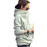[サコイユ] ハイネック パーカー 裏起毛 アウター ジップアップ レディース ロング 大きいサイズ おおきいサイズ 大きめ 大き目 (XL, ライトグレー)