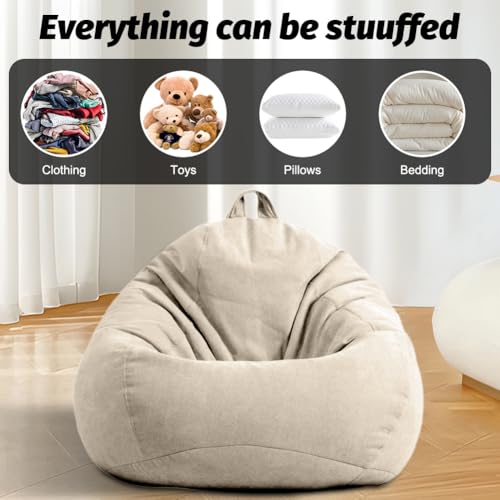 Umllpet Sitzsack XL, Sitzsäcke Tropfenform nur Bezug (ohne Füllung), Bean Bag Chair für Erwachsene Kinder, Gaming Sitzsack für Wohnzimmer Kinderzimmer Sofa Outdoor Deko, 100x120cm (Beige)