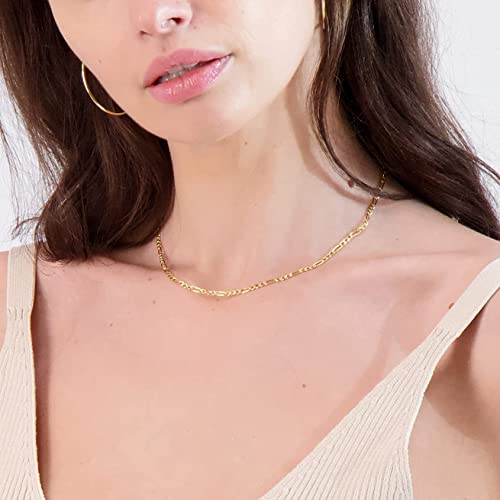 Pori Jewelers 14K Yellow Gold 2.5Mm, 3.5Mm, 4.5Mm, Or 5.5Mm Figaro Link Chain Necklace- Made In Italy- Multiple Lengths Available (2.5Mm, 16 Inch) #TOP3