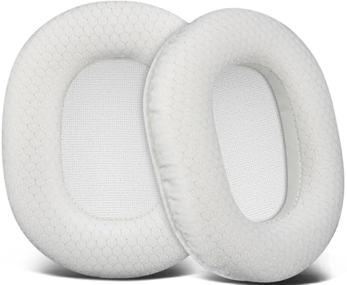 Image of SOULWIT Earpads Replacement for Audio Technica ATH M50X M50XBT M50RD M40X M30X M20X MSR7 SX1 Monitor Headphones, Ear Pads Cushions with Durable Mesh Fabric, High-Density Foam - White