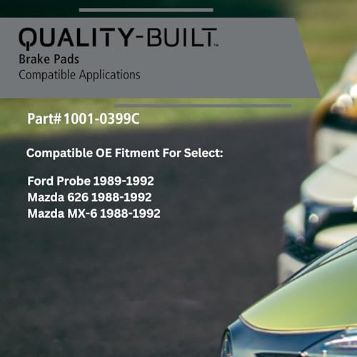 Image of QUALITY-BUILT Front Ceramic Brake Pads, Premium 1001-0399C, Compatible with 1988-1992 Ford /Mazda (626, MX-6, Probe)