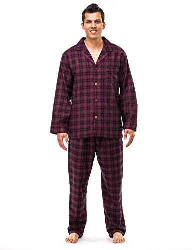 Noble Mount Mens 100% Cotton Flannel Pajama Set with Pant Pockets & Drawstring