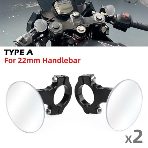 Espejo retrovisor de motocicleta universal convexo para manillar de 22mm 2