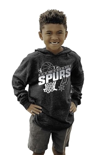 San Antonio Spurs NBA Officially Licensed Youth Tri-Blend Hooded Long Sleeve T-Shirt Hoop Team Color, Medium