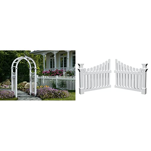 Vienna 49" W x 91" H Vinyl Arbor & VA74338 Cottage Picket Wings Arbors and Trellises, White
