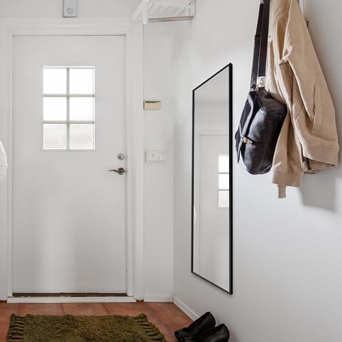 Delma-Wall-Mirror-Full-Length-MirrorStanding-Mirror-Full-BodyLarge-Floor-Mirror-for-Wall-Door-Bedroom-Bathroom-Living-Room-with-Aluminium-Framewith-Stand56x15-Black