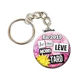  Porte Clés Chaînette 3,8 centimètres en 2019 je me Lève Moins Tard Idée Cadeau Accessoire Bonne Année Résolution Voeux