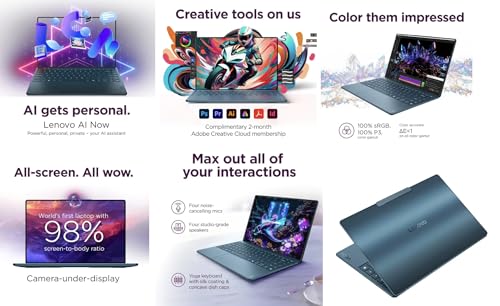 Image of Lenovo Yoga AI Powered Laptop 14.0 inch Touchscreen OLED 4K Display (Intel Ultra 7-258V, 32GB LPDDR5X, 2TB M.2 PCIe SSD, Intel Arc 140V, Backlit KB, Fingerprint, Win 11 Home) w /DKZ USB Port Expander