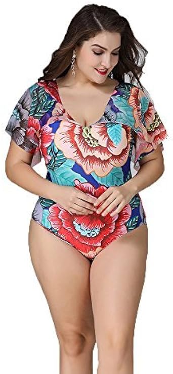 Plus size flutter sleeve swimsuit Clearance