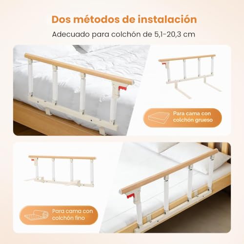 Barreras de cama para adultos con agarre de protección para evitar caídas 5