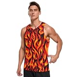 JHKKU Men's Flame Tank Top Graphic Sleeveless Shirt Quick Dry Casual Summer Tops Shirts L