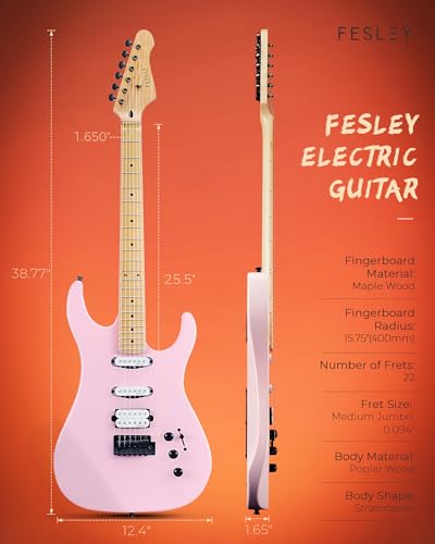 Fesley 39 Inch Electric Guitar, Full Size Solid Body Electric Guitars For Beginner, St Style, Maple Neck/Fretboard, Electric Guitar Kit thumb #1