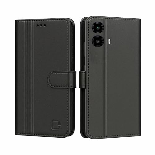 Image of AIBEX Shock Proof Flip Compatible for Motorola G45 5G / Motorola G34 5G Flip Cover Leather Finish | Inside TPU with Card Pockets | Wallet Stand | Complete Protection Flip Case - Black